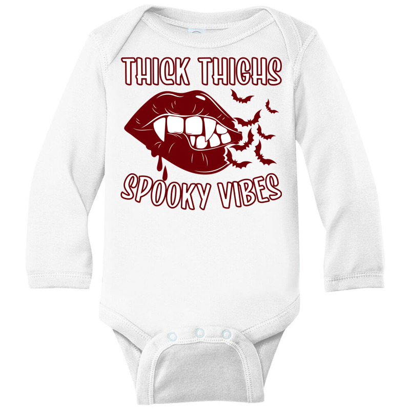 Thick Thighs And Spooky Vibes Vampire Women Bat Lips Pullover Hoodie Long Sleeve Baby Bodysuit by toroooo | Artistshot