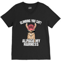 Funny Rock Climbing Llama Cute Harness 34 V-neck Tee | Artistshot