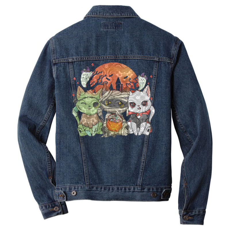 Halloween Cat Halloween Costume T  Shirt Halloween Cat Halloween Costu Men Denim Jacket | Artistshot