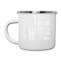 Coffee Bacon Guns And Freedom   Bbq Grill Funny Gun Usa Flag T Shirt Camper Cup | Artistshot