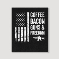 Coffee Bacon Guns And Freedom   Bbq Grill Funny Gun Usa Flag T Shirt Portrait Canvas Print | Artistshot