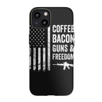 Coffee Bacon Guns And Freedom   Bbq Grill Funny Gun Usa Flag T Shirt Iphone 13 Case | Artistshot