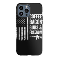 Coffee Bacon Guns And Freedom   Bbq Grill Funny Gun Usa Flag T Shirt Iphone 13 Pro Max Case | Artistshot