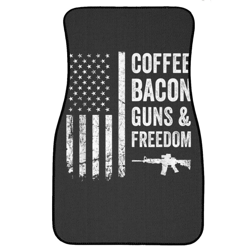 Coffee Bacon Guns And Freedom   Bbq Grill Funny Gun Usa Flag T Shirt Front Car Mat | Artistshot