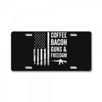 Coffee Bacon Guns And Freedom   Bbq Grill Funny Gun Usa Flag T Shirt License Plate | Artistshot