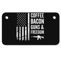 Coffee Bacon Guns And Freedom   Bbq Grill Funny Gun Usa Flag T Shirt Motorcycle License Plate | Artistshot