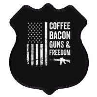 Coffee Bacon Guns And Freedom   Bbq Grill Funny Gun Usa Flag T Shirt Shield Patch | Artistshot