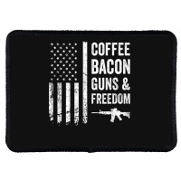 Coffee Bacon Guns And Freedom   Bbq Grill Funny Gun Usa Flag T Shirt Rectangle Patch | Artistshot