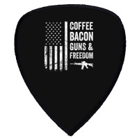 Coffee Bacon Guns And Freedom   Bbq Grill Funny Gun Usa Flag T Shirt Shield S Patch | Artistshot