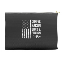 Coffee Bacon Guns And Freedom   Bbq Grill Funny Gun Usa Flag T Shirt Accessory Pouches | Artistshot