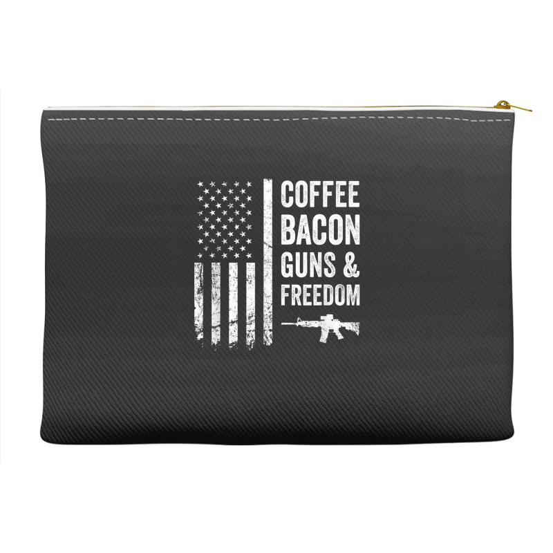 Coffee Bacon Guns And Freedom   Bbq Grill Funny Gun Usa Flag T Shirt Accessory Pouches | Artistshot