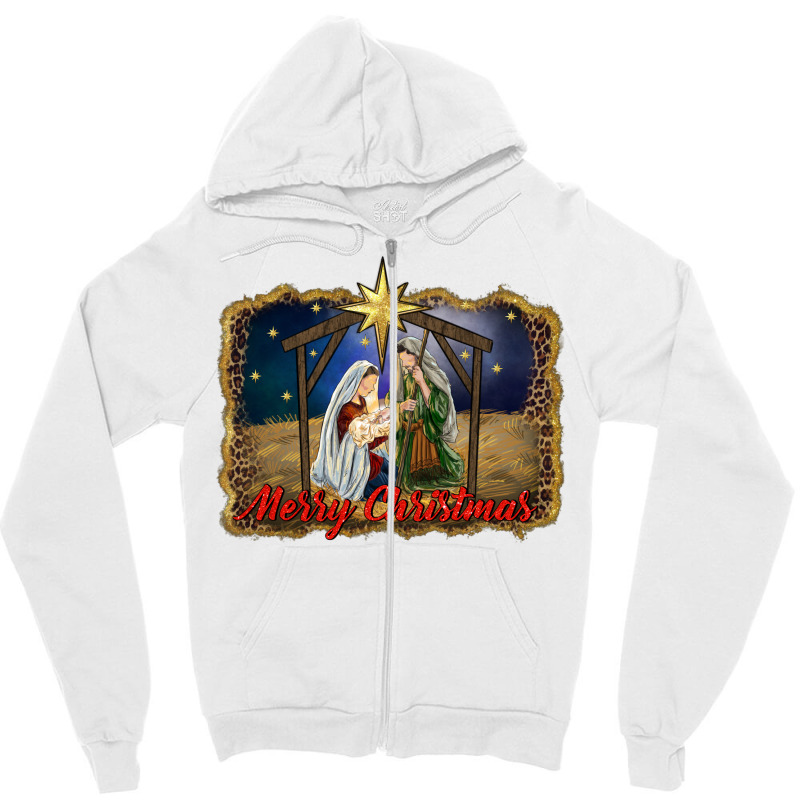 Merry Christmas Holy Family Zipper Hoodie | Artistshot