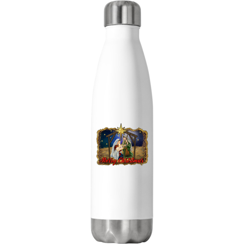 Merry Christmas Holy Family Stainless Steel Water Bottle | Artistshot