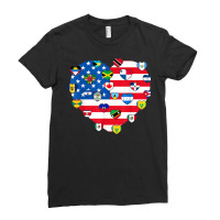 American Flag Heart Hispanic Heritage Month Latino Pride T Shirt Ladies Fitted T-shirt | Artistshot