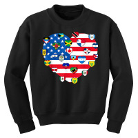 American Flag Heart Hispanic Heritage Month Latino Pride T Shirt Youth Sweatshirt | Artistshot