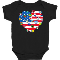 American Flag Heart Hispanic Heritage Month Latino Pride T Shirt Baby Bodysuit | Artistshot