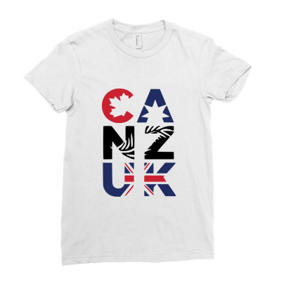 Canzuk Symbols In Column Ladies Fitted T-shirt Designed By Fashionfree