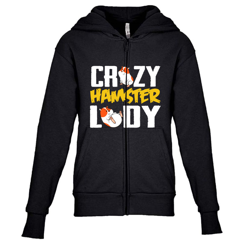 Crazy Hamster Lady Youth Zipper Hoodie by Vanode Art | Artistshot