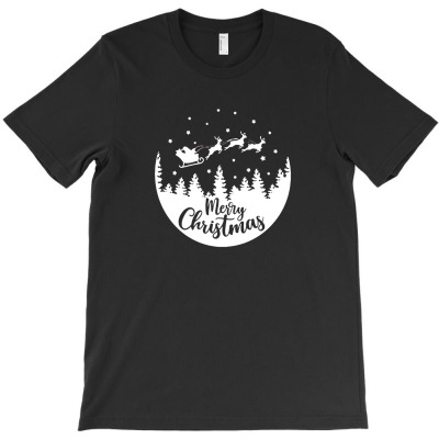 Flying Santa Merry Christmas Silhouette T-shirt Designed By Davian