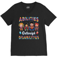 Autism Awareness Shirt Boys Abilities Outweigh Disabilities T Shirt V-neck Tee | Artistshot