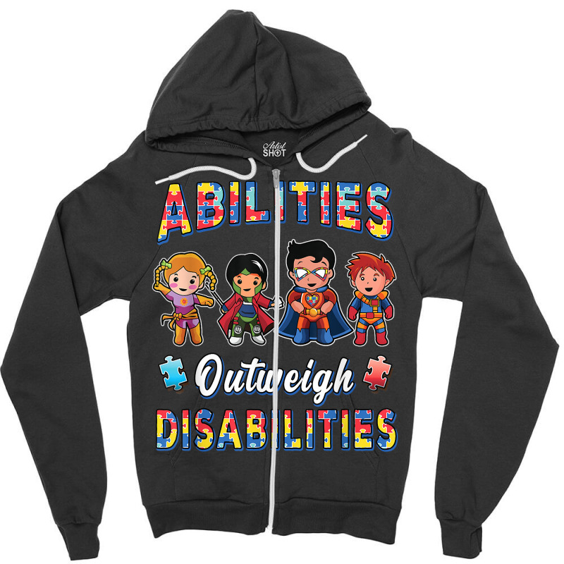 Autism Awareness Shirt Boys Abilities Outweigh Disabilities T Shirt Zipper Hoodie by RosalbaIncorvaia | Artistshot