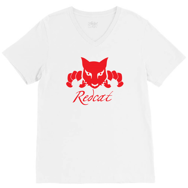 Red Cat V-neck Tee | Artistshot