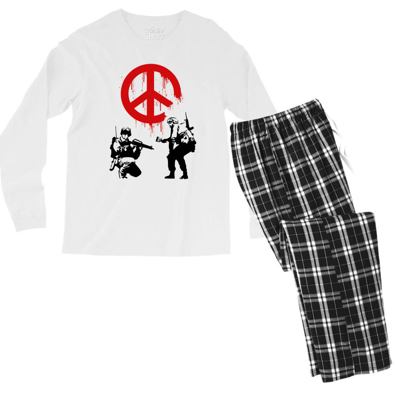 Banksy Peace Men's Long Sleeve Pajama Set | Artistshot