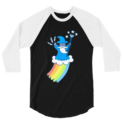 Rainbow Wizzard 3/4 Sleeve Shirt Designed By Bertaria