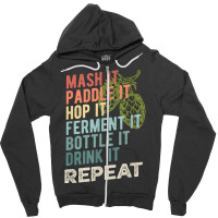 Beer Lover Homebrew Craft Brewing Steps Drink It Repeat T Shirt Zipper Hoodie | Artistshot