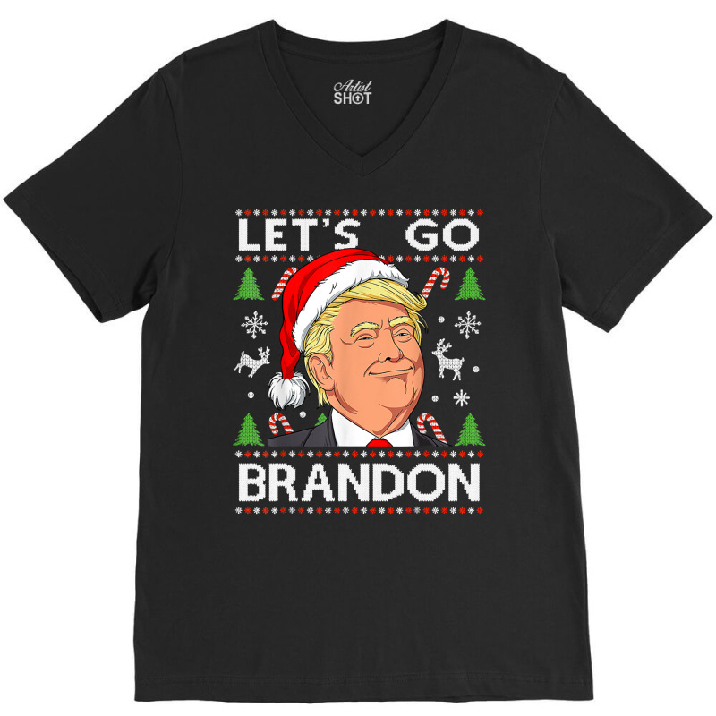 Funny Let's Go Brandon Trump Ugly Christmas Sweater Vintage V-neck Tee | Artistshot