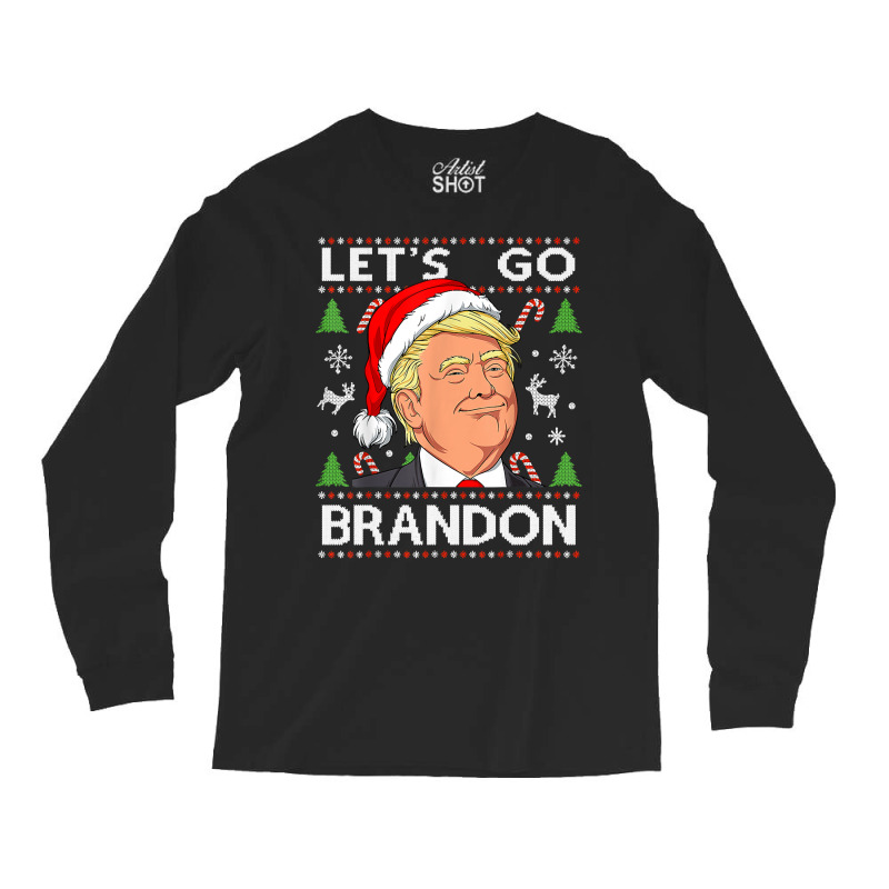 Funny Let's Go Brandon Trump Ugly Christmas Sweater Vintage Long Sleeve Shirts | Artistshot