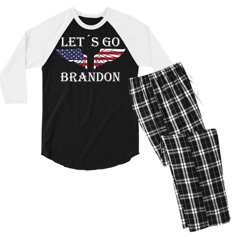 Let´s Go Brandon American Flag Us An.gel Wings Men's 3/4 Sleeve Pajama Set | Artistshot