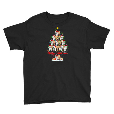 Lighting Xmas Matching Santa English Bulldog Christmas Tree T Shirt Youth Tee Designed By Tonytruong210