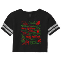 Merry Christmas Happy New Year Text Art Scorecard Crop Tee | Artistshot