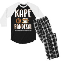 Kape At Pandesal All Time Favorite Almusal Funny Filipino T Shirt Men's 3/4 Sleeve Pajama Set | Artistshot