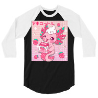 Kawaii Axolotl Strawberry Milk Shake Carton Japanese Anime Premium T S 3/4 Sleeve Shirt | Artistshot