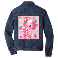 Kawaii Axolotl Strawberry Milk Shake Carton Japanese Anime Premium T S Men Denim Jacket | Artistshot