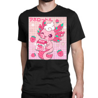 Kawaii Axolotl Strawberry Milk Shake Carton Japanese Anime Premium T S Classic T-shirt | Artistshot