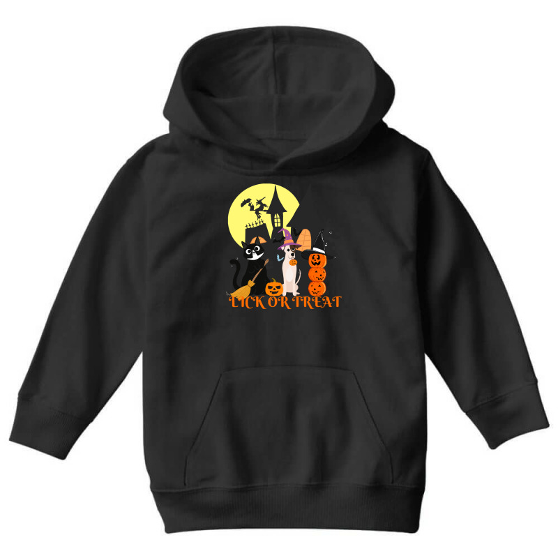 Funny Halloween Gift T  Shirt Lick Or Treat Funny Halloween Cat ,dog A Youth Hoodie by dictateone | Artistshot