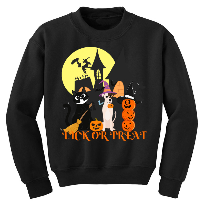 Funny Halloween Gift T  Shirt Lick Or Treat Funny Halloween Cat ,dog A Youth Sweatshirt by dictateone | Artistshot