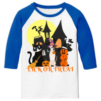 Funny Halloween Gift T  Shirt Lick Or Treat Funny Halloween Cat ,dog A Youth 3/4 Sleeve | Artistshot