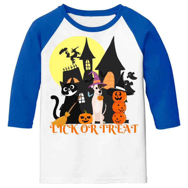 Funny Halloween Gift T  Shirt Lick Or Treat Funny Halloween Cat ,dog A Youth 3/4 Sleeve by dictateone | Artistshot