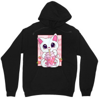 Strawberry Milkshake Cat For Women Girls, Kawaii Anime Neko Unisex Hoodie | Artistshot