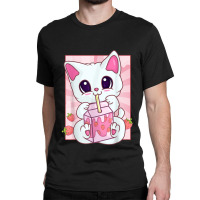 Strawberry Milkshake Cat For Women Girls, Kawaii Anime Neko Classic T-shirt | Artistshot