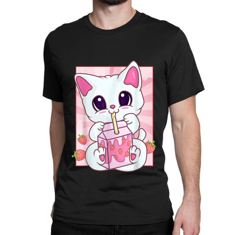 Strawberry Milkshake Cat For Women Girls, Kawaii Anime Neko Classic T-shirt by Hoang95 | Artistshot