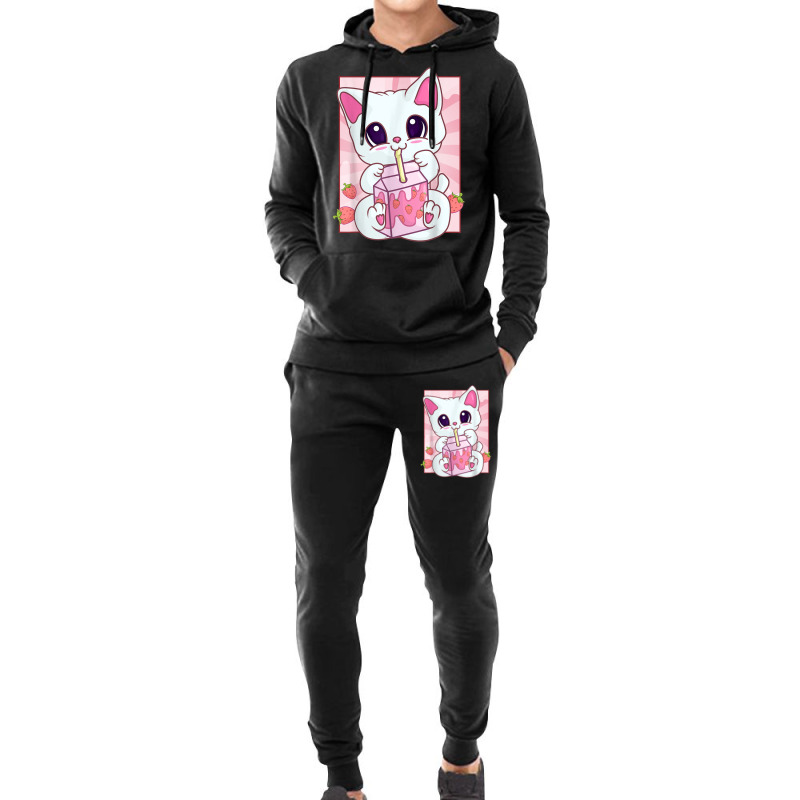 Strawberry Milkshake Cat For Women Girls, Kawaii Anime Neko Hoodie & Jogger set by Hoang95 | Artistshot