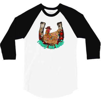 Horseshoe Chicken 3/4 Sleeve Shirt Designed By Badaudesign