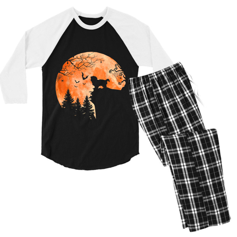 Shih Tzu And Moon Silhouette Dog Lover Halloween Men's 3/4 Sleeve Pajama Set | Artistshot