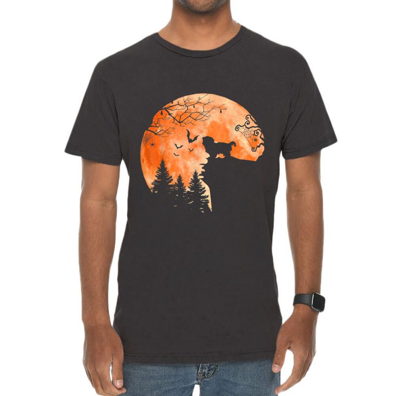 Shih Tzu And Moon Silhouette Dog Lover Halloween Vintage T-shirt | Artistshot