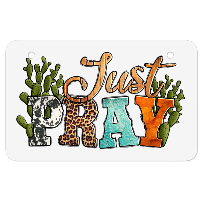 Just Pray With Texas Cactus Atv License Plate | Artistshot